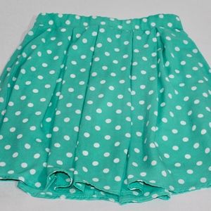 Everly | Mint Green Pleated Polka Dot Mini Skirt